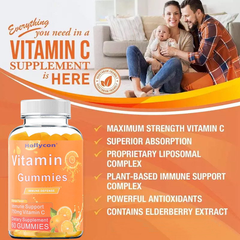 750mg βιταμίνη C Gummies για την άνοση υποστήριξη ενηλίκων με το ελεύθερο πορτοκάλι γλουτένης βιταμινών Β