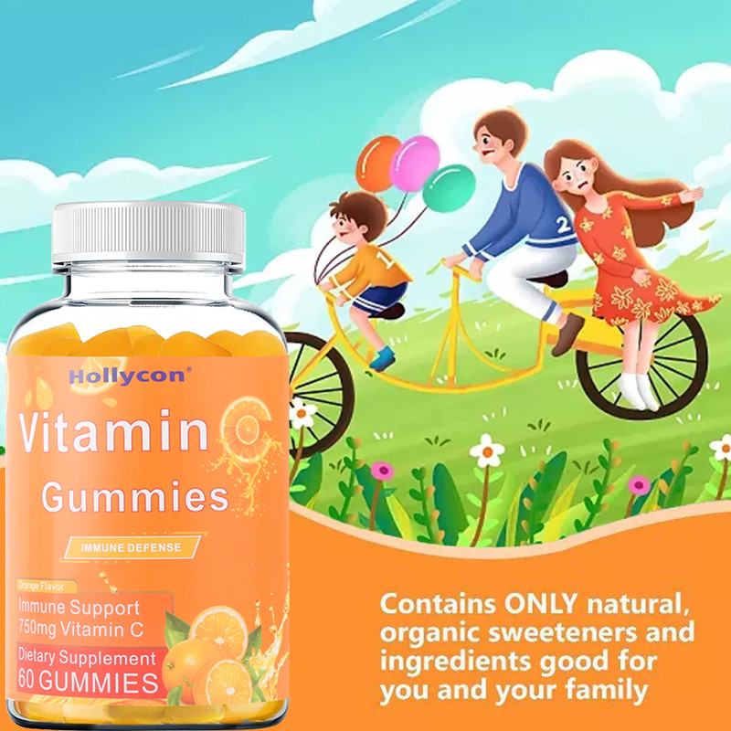 750mg βιταμίνη C Gummies για την άνοση υποστήριξη ενηλίκων με το ελεύθερο πορτοκάλι γλουτένης βιταμινών Β