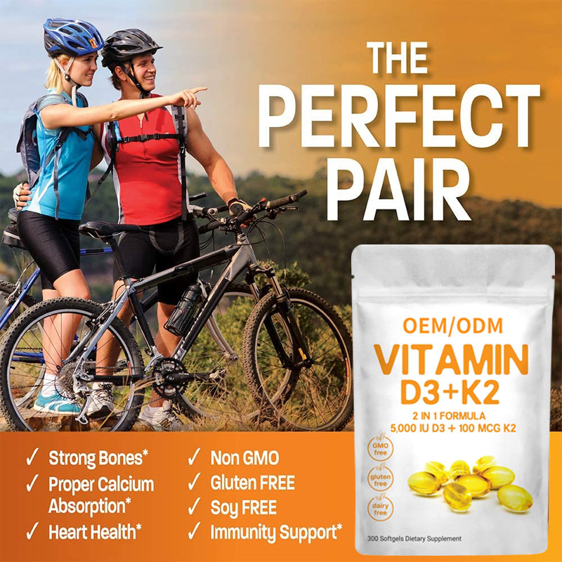 Βιταμίνη D3 Gummies συνήθειας 5000 IU με K2 100 Mcg Softgels 2 σε 1 άνοση καρδιά υποστήριξης