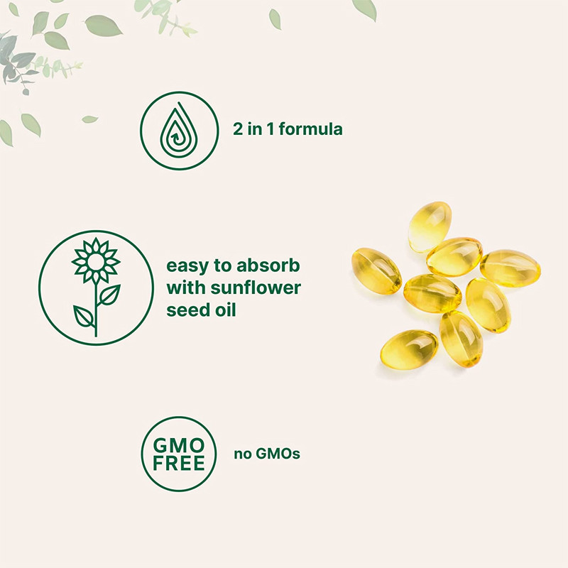 Βιταμίνη D3 Gummies συνήθειας 5000 IU με K2 100 Mcg Softgels 2 σε 1 άνοση καρδιά υποστήριξης