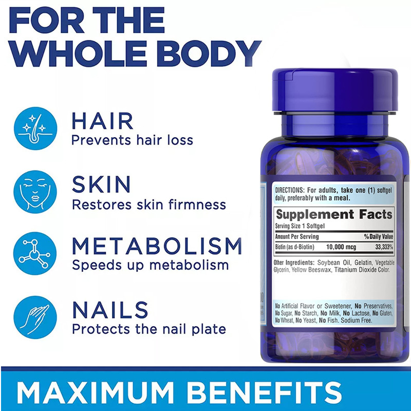 Biotin cOem Skincare δέρμα και Regrowth 10000 Mcg Softgels 100 τρίχας Gummies βιταμινών καρφιών αρίθμηση