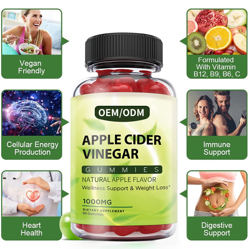 Ξίδι Gummies μηλίτη HACCP Apple με τον έλεγχο Detox μεταβολισμού μητέρων για να βοηθήσει να μειώσει το επίμονο λίπος κοιλιών