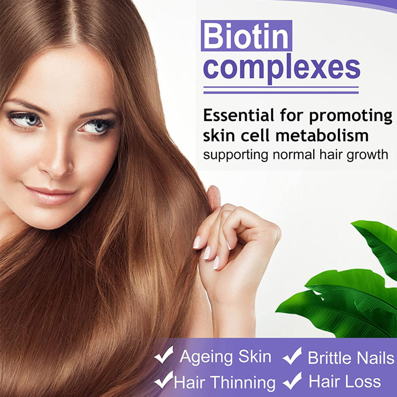25000 Biotin Mcg καρφιά δερμάτων τρίχας χαπιών βιταμινών για τις ταμπλέτες τρίχας υγείας 60pcs των γυναικών feme