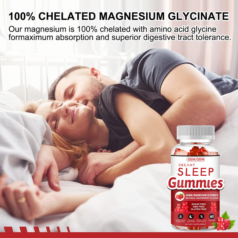 Χωρίς γλουτένη Melatonin Vitamin Gummies Support Sleep Relax Μελατονίνη Βιταμίνη D Εκχύλισμα βάλσαμου λεμονιού μαγνησίου