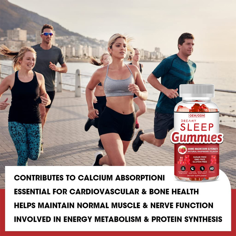 Χωρίς γλουτένη Melatonin Vitamin Gummies Support Sleep Relax Μελατονίνη Βιταμίνη D Εκχύλισμα βάλσαμου λεμονιού μαγνησίου