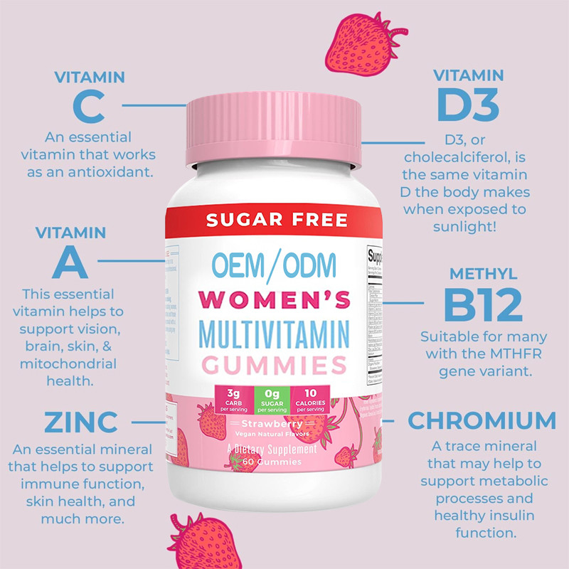 Βιταμίνες Multivitamin των άνοσων γυναικών υποστήριξης καθημερινών με το οργανικά δέρμα και το καρφί τρίχας συστατικών Gummy