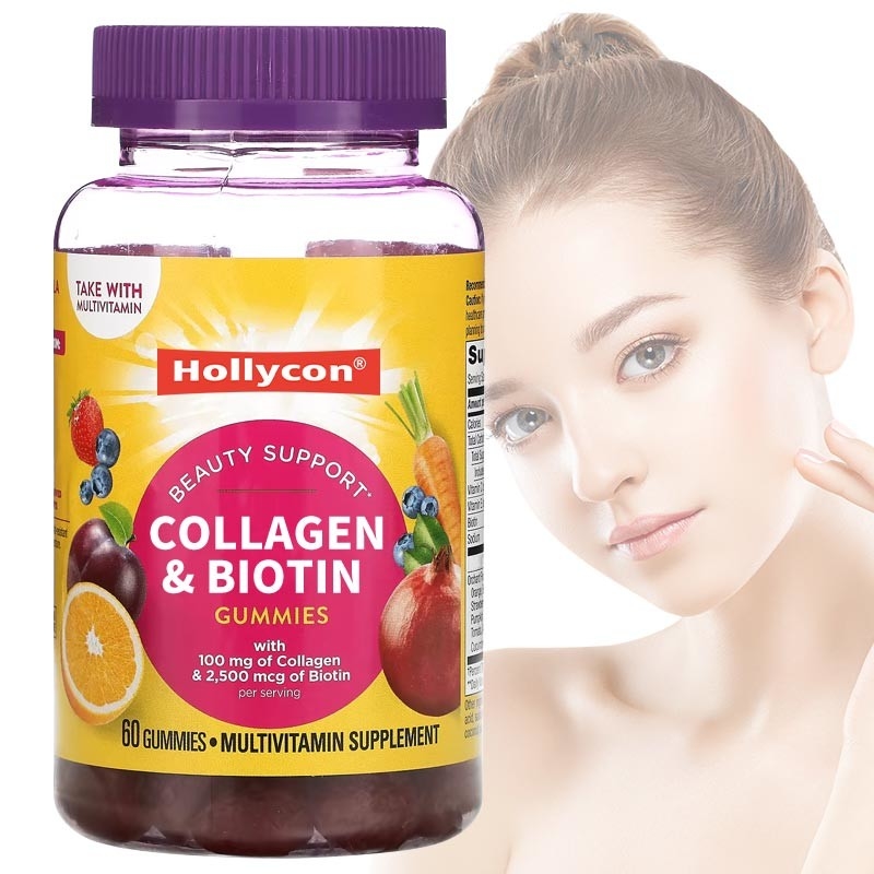 OEM Cleanroom Red Biotin Vitamin Gummies 30 μερίδες ανά δοχείο Μη ρυπογόνος παραγωγή