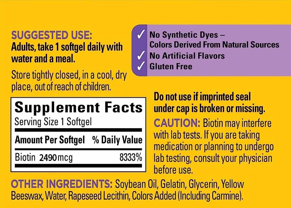 Ιδιωτική ετικέτα Biotin Softgels 150PCS Υποστήριξη για υγιή μαλλιά, δέρμα, νύχια Υποστήριξη συμπλήρωμα διατροφής