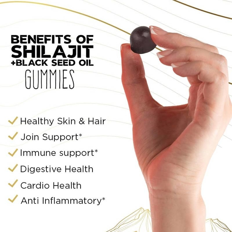 Καθαρό συμπλήρωμα Shilajit Gummies με μαύρο έλαιο σπόρων υψηλής δραστικότητας Καθαρό Gummies ρητίνης Ιμαλαΐων