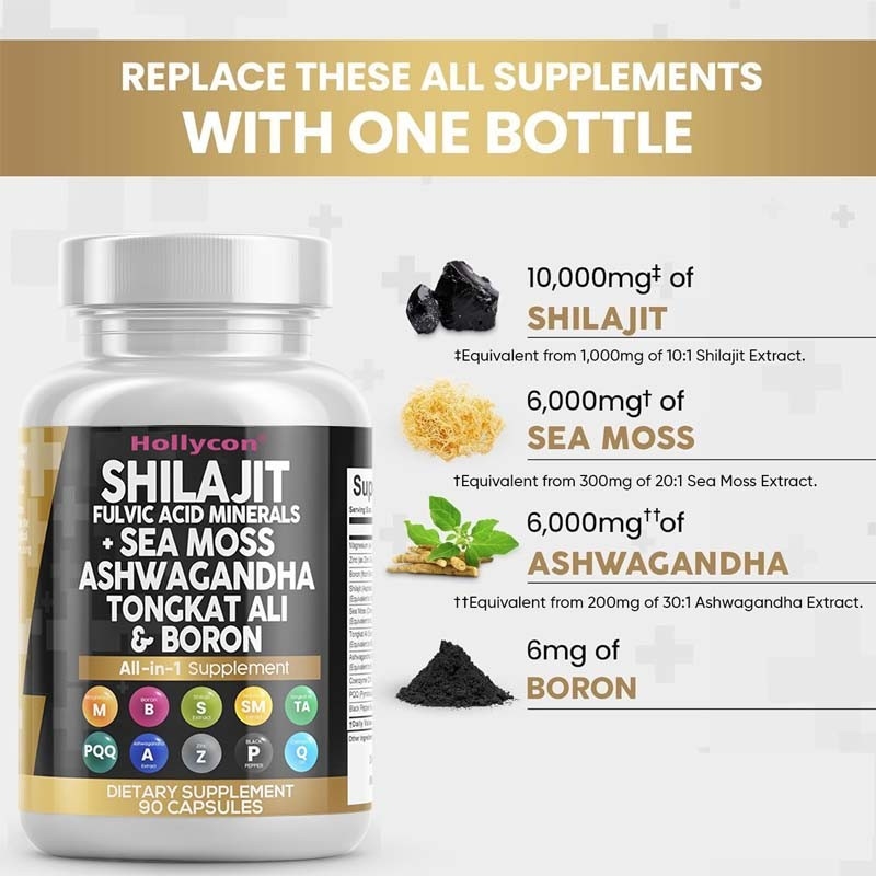 OEM Ashwagandha Tongkat Ali Boron Μαγνήσιο για άνδρες Φουλβικό οξύ Καψάκια Shilajit