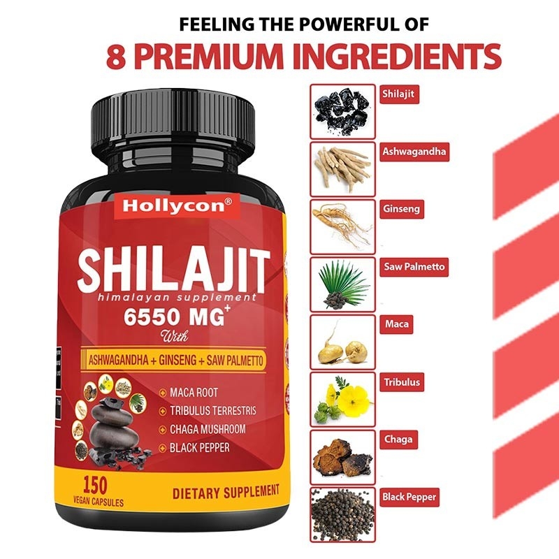 Συμπλήρωμα Shilajit του Ιμαλαΐου Ενέργεια και ανοσοποιητική υποστήριξη Συνδυασμένη Ashwagandha Γινσένγκ Saw Palmetto Maca