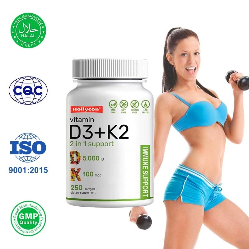 Βιταμίνη D3 K2 Softgels για ανοσοποιητική καρδιά και υγεία των οστών με υποστήριξη ασβεστίου