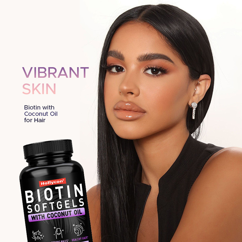OEM Biotin Softgels για ισχυρά νύχια Biotin με λάδι καρύδας για τα μαλλιά Biotin Softgels