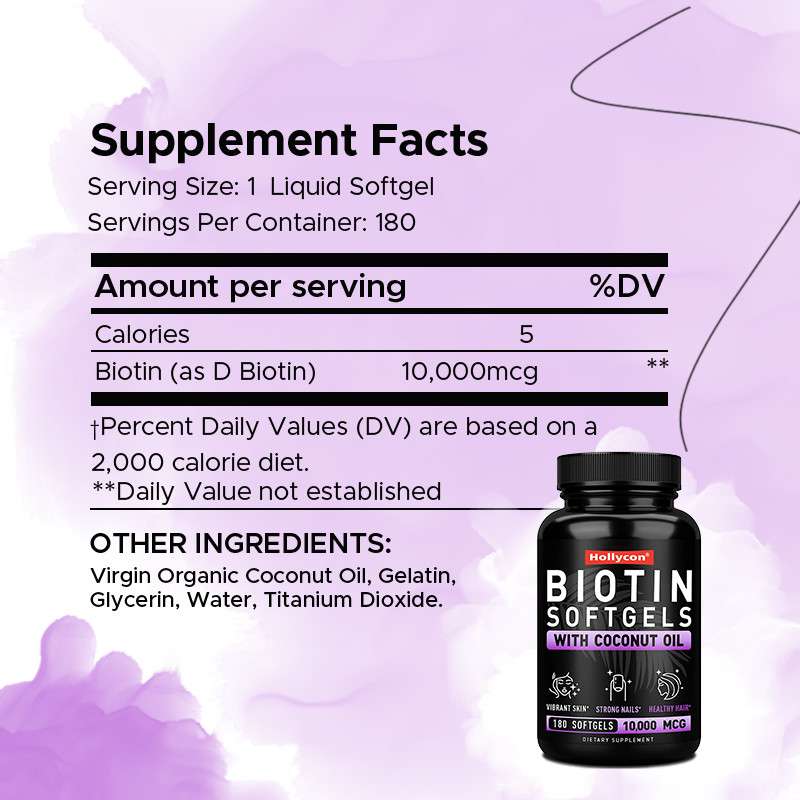 OEM Biotin Softgels για ισχυρά νύχια Biotin με λάδι καρύδας για τα μαλλιά Biotin Softgels