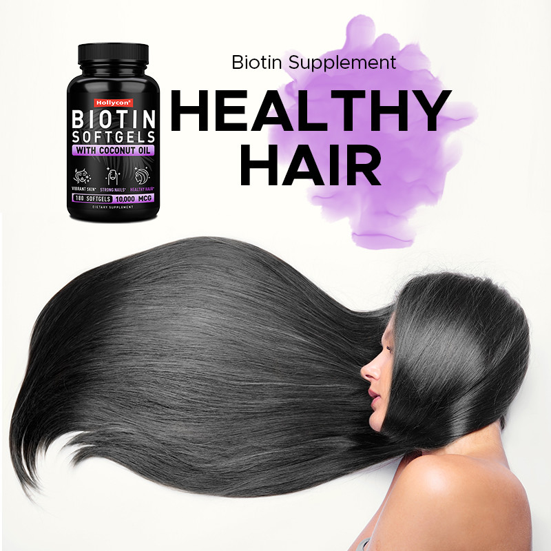 OEM Biotin Softgels για ισχυρά νύχια Biotin με λάδι καρύδας για τα μαλλιά Biotin Softgels
