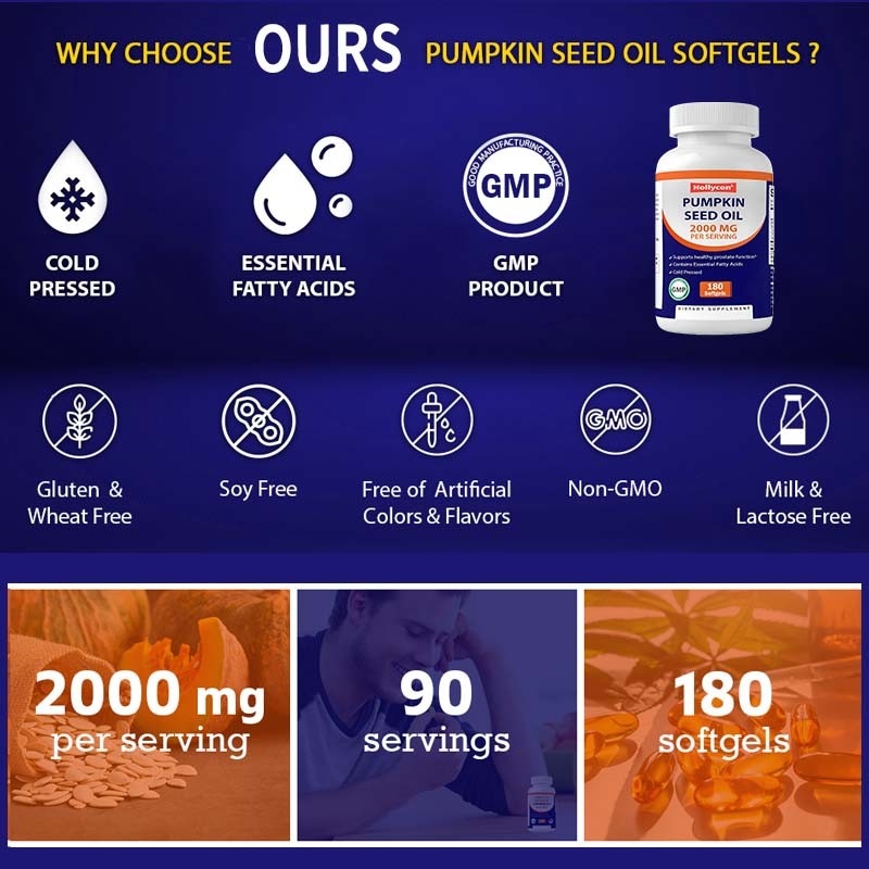 OEM Ελαιόλαδο Σπόρων Κολοκύθιας Softgels για την Προώθηση της Υγείας της Κεφαλής 2000 mg Ελαιόλαδο Σπόρων Κολοκύθιας
