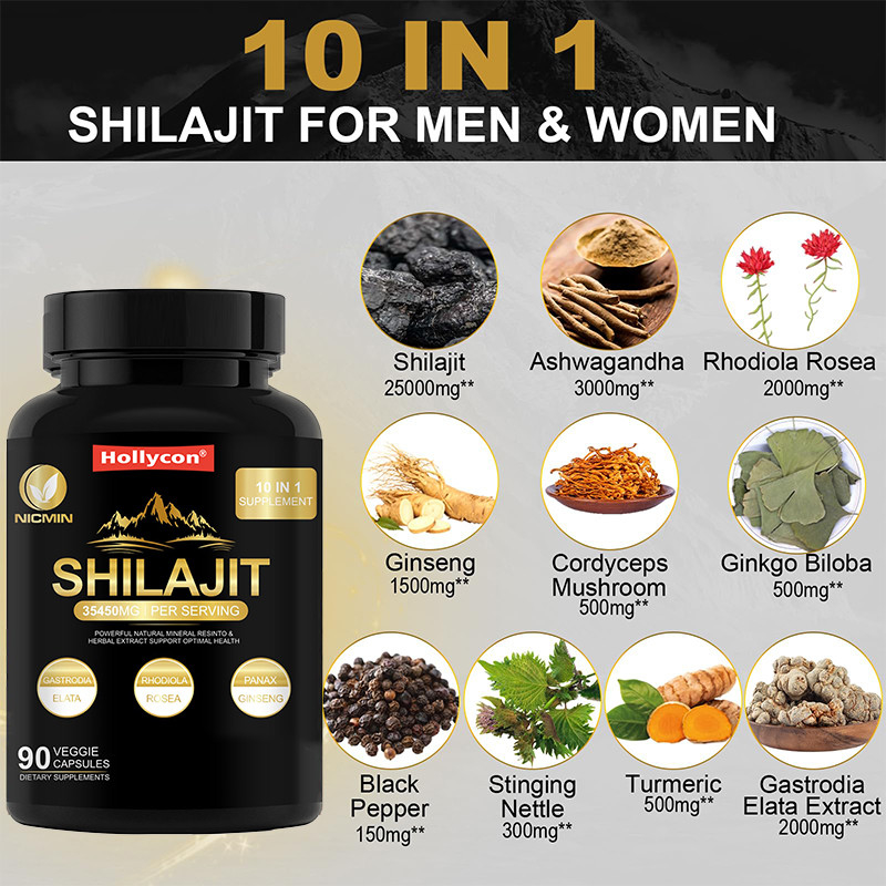 Αγνό Ιμαλαϊκό Οργανικό Συμπλήρωμα Shilajit Για Υποστήριξη του ανοσοποιητικού συστήματος 25000mg Καψάκια Shilajit