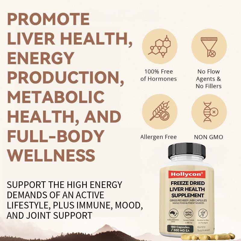 OEM Συμπλήρωμα Υγείας με Λυοφιλοποιημένο Συκώτι για Μεταβολική Υγεία, Ευεξία Ολόκληρου του Σώματος, Υποστήριξη του Ανοσοποιητικού Συστήματος και των Αρθρώσεων, Κάψουλες από Συκώτι Βοδινού από Ζώα που Βόσκουν