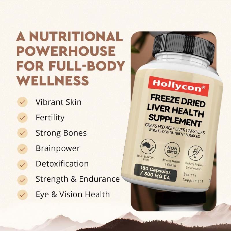 OEM Συμπλήρωμα Υγείας με Λυοφιλοποιημένο Συκώτι για Μεταβολική Υγεία, Ευεξία Ολόκληρου του Σώματος, Υποστήριξη του Ανοσοποιητικού Συστήματος και των Αρθρώσεων, Κάψουλες από Συκώτι Βοδινού από Ζώα που Βόσκουν