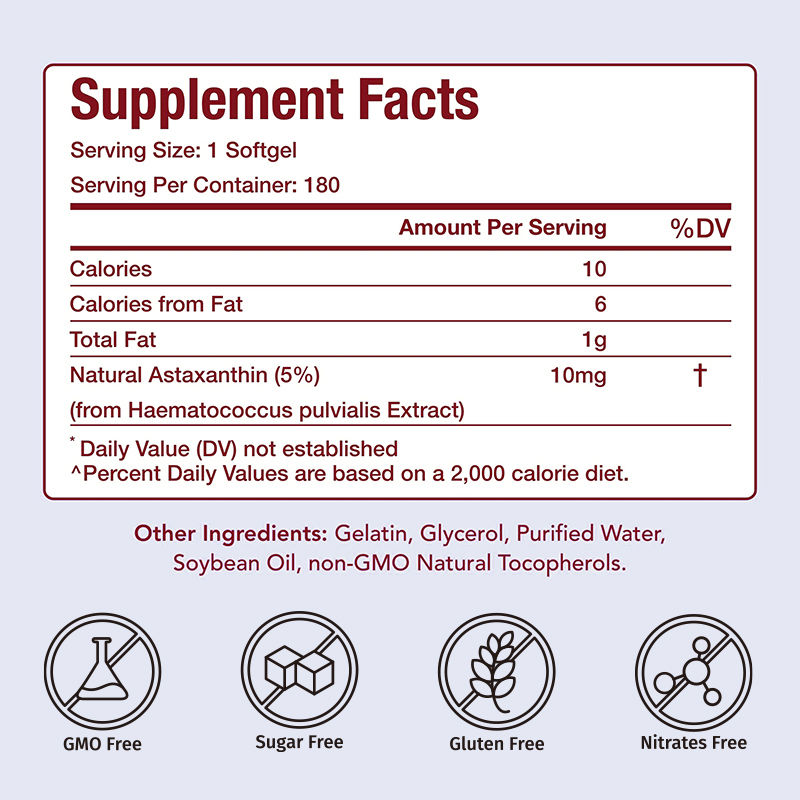 Astaxanthin Softgels Private Labeling Natural Astaxanthin Supplement for Adult Support Joint protection Immune System Support 