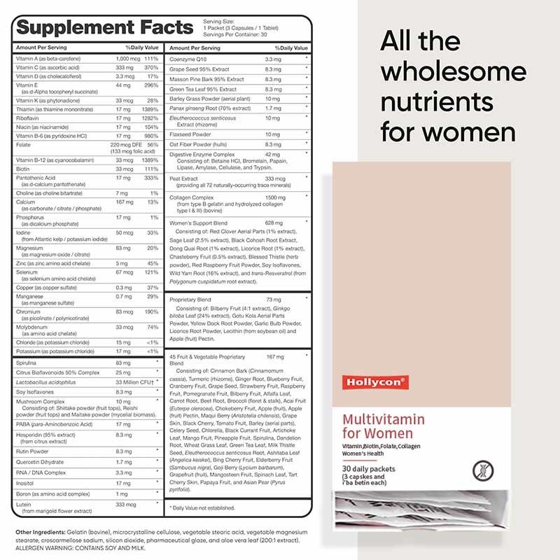 OEM All-In-One Complex Supplement Complex Nutrients for Overall Women's Health Hair Skin Energy Multivitamin for Women