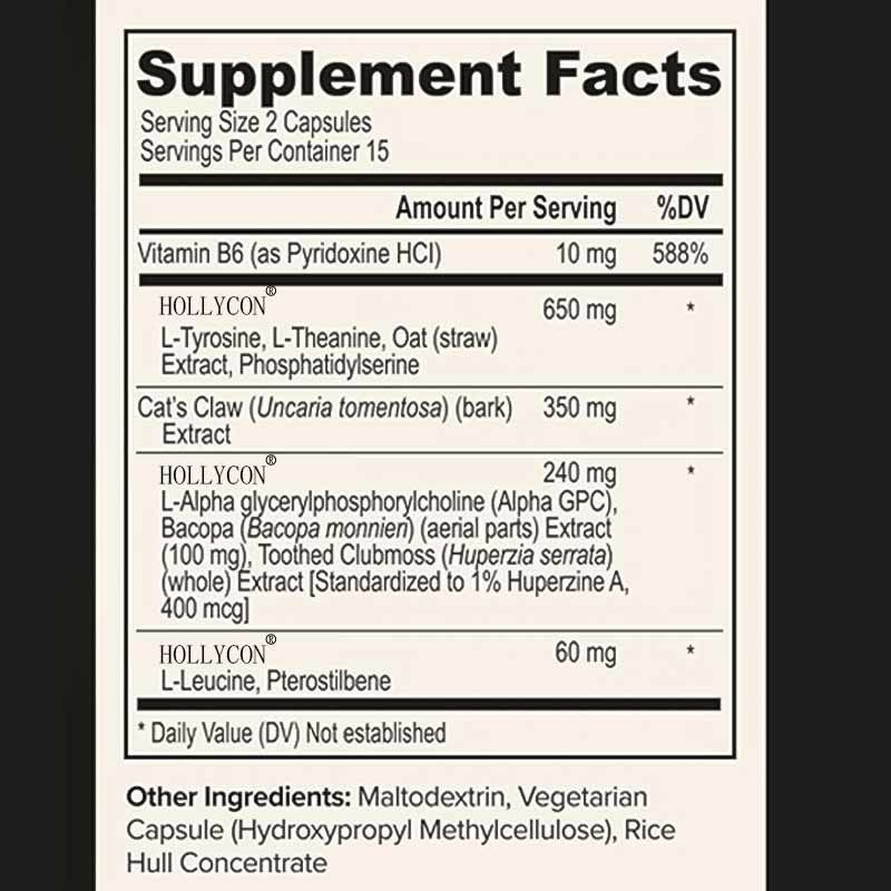 OEM Focus Capsules με L-Θεανίνη Βιταμίνη B6 Μνήμη Διαύγεια & Γνωστική Βελτίωση Νευροτροφικό Συμπλήρωμα Εγκεφάλου