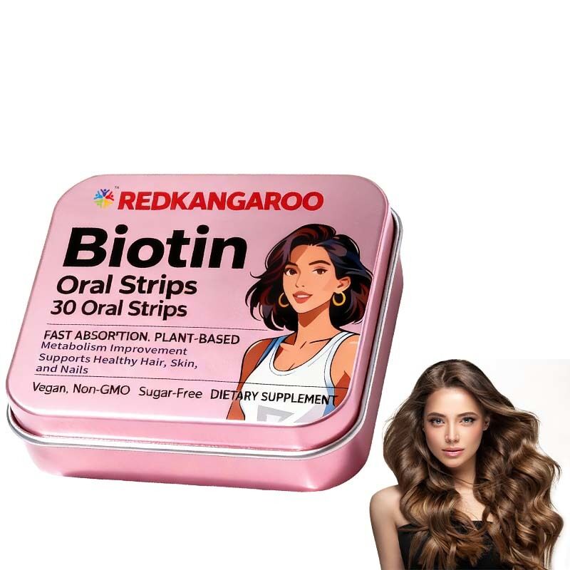 Βιοτίνη στοματικές λωρίδες - Γρήγορη απορρόφηση, χορτοφάγος, μη ΓΤΟ, χωρίς ζάχαρη - Υποστηρίζει υγιή μαλλιά, δέρμα και νύχια - Γλυκιά πορτοκαλί γεύση - 30 Count ιδιωτική ετικέτα, OEM διαθέσιμο, εργοστασιακή τιμή