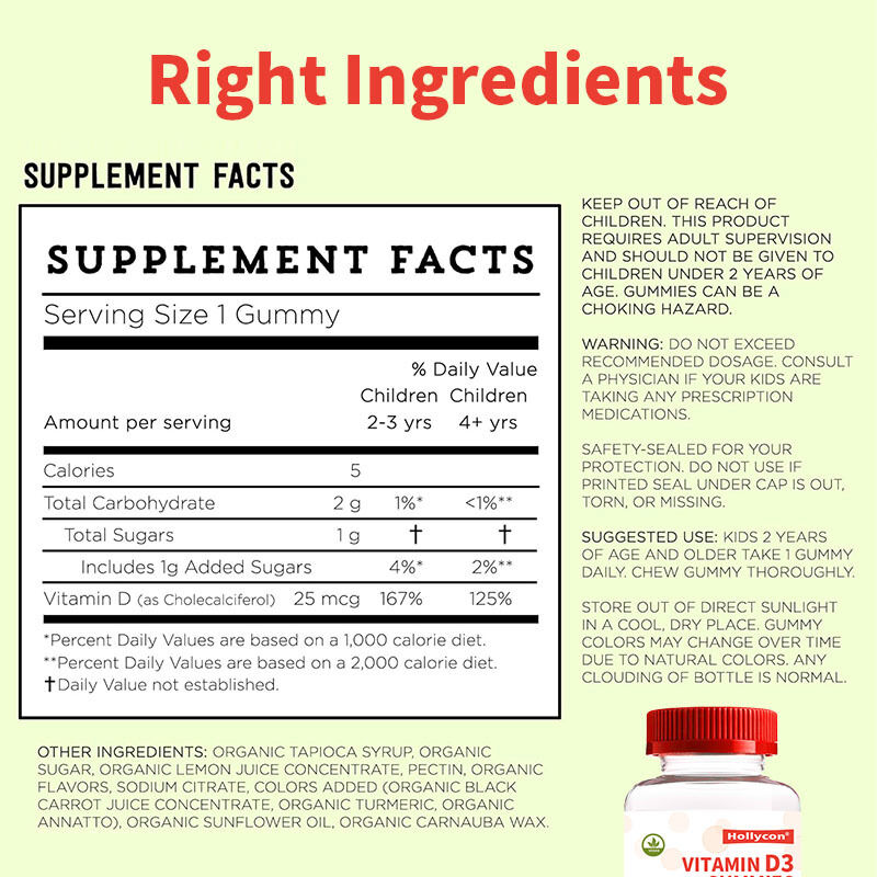 OEM Οργανική Βιταμίνη D3 για Παιδιά Συμπλήρωμα Βιταμίνης D3 Ζελεδάκια για την Υγεία των Οστών και του Ανοσοποιητικού Συστήματος Ζελεδάκια Βιταμίνης D3