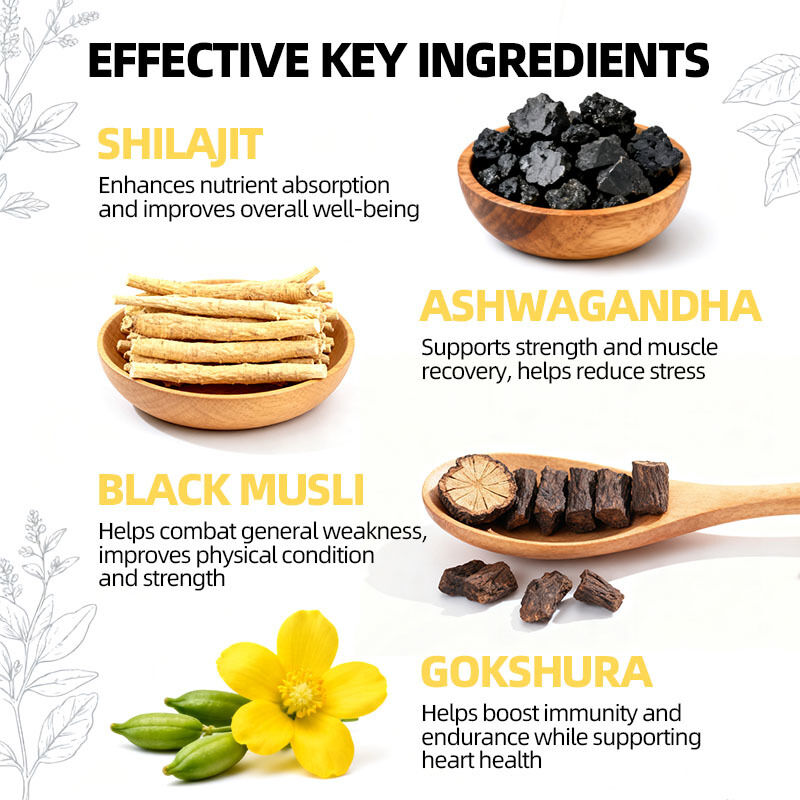 OEM 3000mg με Ashwagandha & Black φυσική ενέργεια & ανοσοποιητική υποστήριξη Αντοχή & διάθεση Boost Pure Himalayan Shilajit Gummies