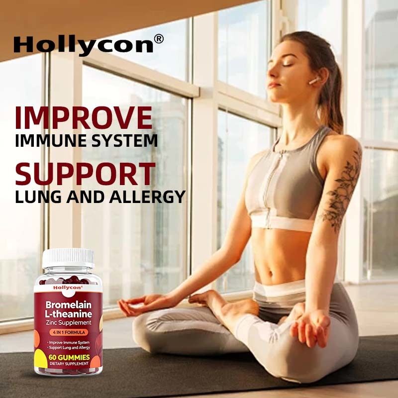 Ιδιωτική Ετικέτα Bromelain L-theanine Zinc Supplement Βιγκανικά Συμπληρώματα για Παιδιά Ενήλικες Quercetin Gummies