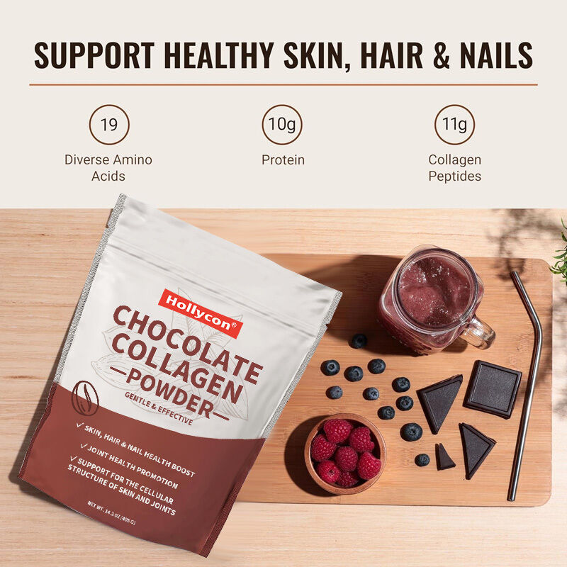Συμπλήρωμα Κολλαγόνου σε Σκόνη για Μαλλιά, Δέρμα, Νύχια & Αρθρώσεις, Τύπου I & III, από Ζώα Εκτροφής Χορτονομής, Συμπλήρωμα Κολλαγόνου με Γεύση Σοκολάτας