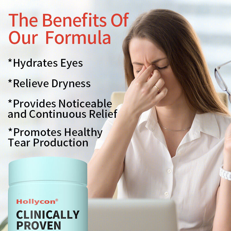 OEM Κλινικά αποδεδειγμένο συμπλήρωμα ξηρά μάτια για ενυδάτωση των ματιών για μακροχρόνια ανακούφιση ανακούφιση ξηρότητα συμπλήρωμα φροντίδας ματιών
