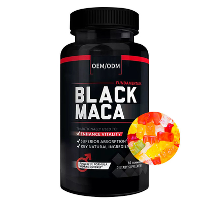 Ενεργειακή δύναμη Gummies ώθησης συμπληρωμάτων ρίζας Maca Hollycon μαύρη