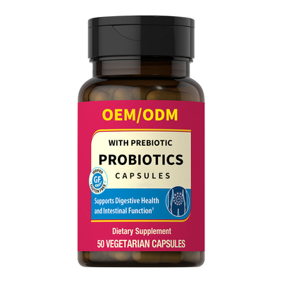 Χορτοφάγος ακατέργαστος cOem Prebiotic συμπληρωμάτων CFU & Probiotic κάψες 100 δισεκατομμύρια