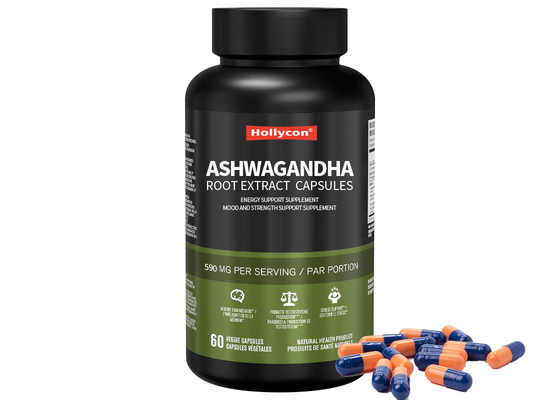 60pcs Ashwagandha ρίζα εκχύλισμα κάψουλες διάθεση και δύναμη υποστήριξη συμπλήρωμα για φυσική ανακούφιση από το άγχος