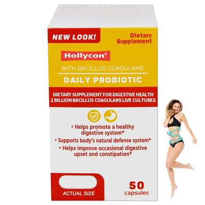 OEM Ημερήσιες Probiotic κάψουλες Συμπλήρωμα διατροφής για την υγεία του πεπτικού συστήματος 2 δισεκατομμύρια Bacillus Coagulans Ζωντανές καλλιέργειες