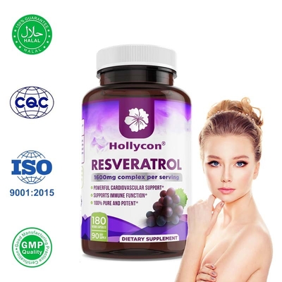 OEM Resveratrol κάψουλες για αντιοξειδωτικό και πεπτική υγεία ανοσοποιητική υποστήριξη