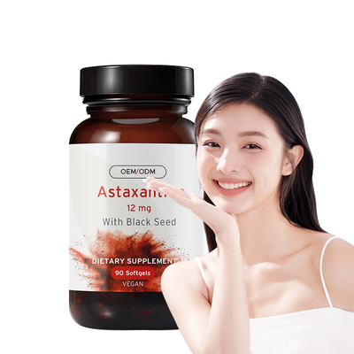 Ασταξανθίνη Softgels για την υγεία του δέρματος Ασταξανθίνη 12mg με οργανικό μαύρο σπόρο